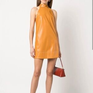 STAUD Sicily Orange Halter Dress